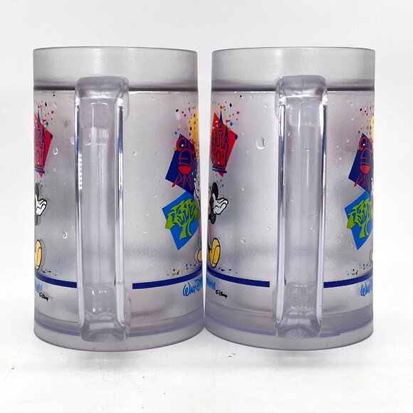 Walt Disney World Mickey Mouse Celebration Frosted LG Plastic Freezer Mugs Cups - Picture 3 of 10